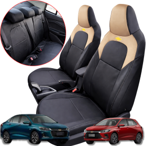 Capa Banco Em Couro Carro Novo Onix/ Onix Plus 2020 A 2026 Especifica - Preto Com Bege
